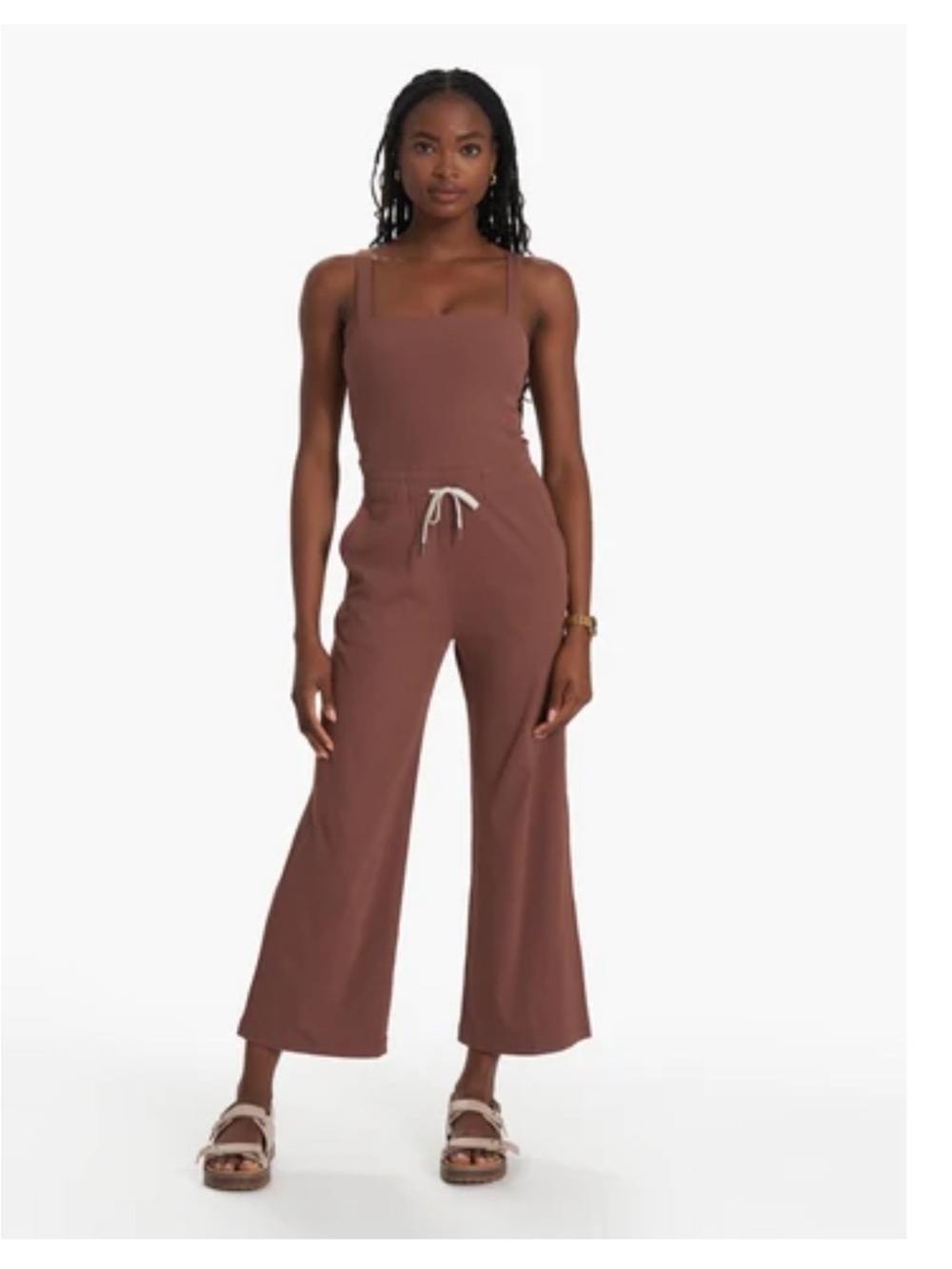 Vuori hazelnut pose xs Brown Wide-Leg Jumpsuit with Drawstring